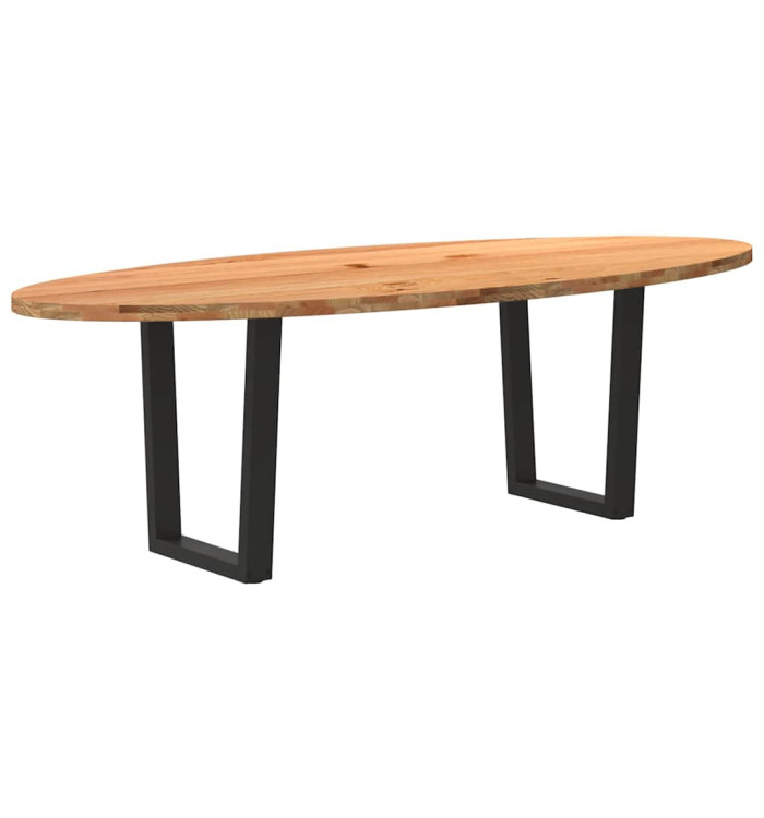 Table à manger marron clair bois de chêne massif ovale | Mobilier & Déco