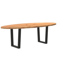 Table à manger marron clair bois de chêne massif ovale | Mobilier & Déco