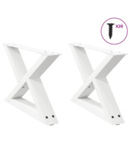Pieds de table basse 2 pièces Blanc 60 x (30-31,3) cm Acier | Mobilier & Déco