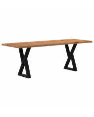 Table à manger avec bord vivant 220x80x74 cm bois massif chêne | Mobilier & Déco