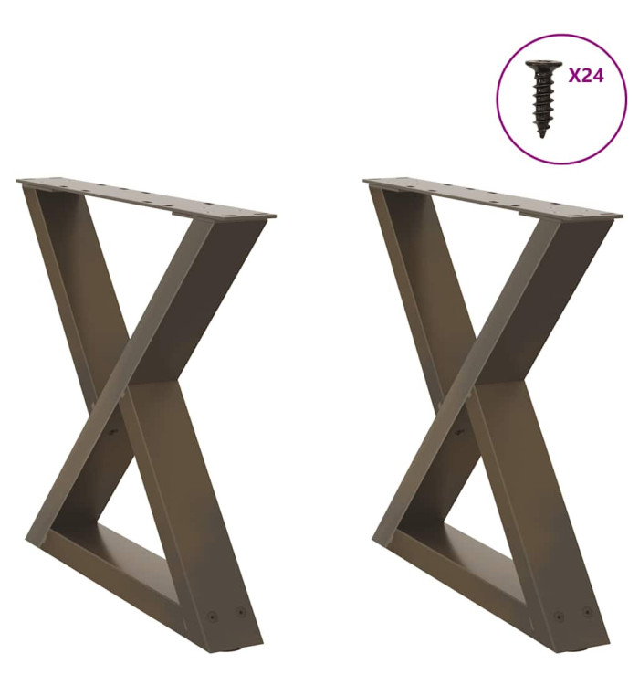 Pieds de table basse 2 pièces Acier naturel 50 x (42-43,3) cm Acier | Mobilier & Déco