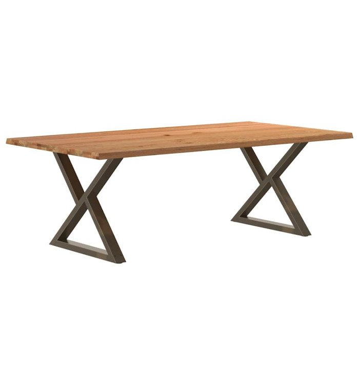 Table à manger avec bord naturel 220x120x74cm bois massif chêne | Mobilier & Déco