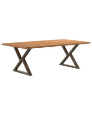 Table à manger avec bord naturel 220x120x74cm bois massif chêne | Mobilier & Déco