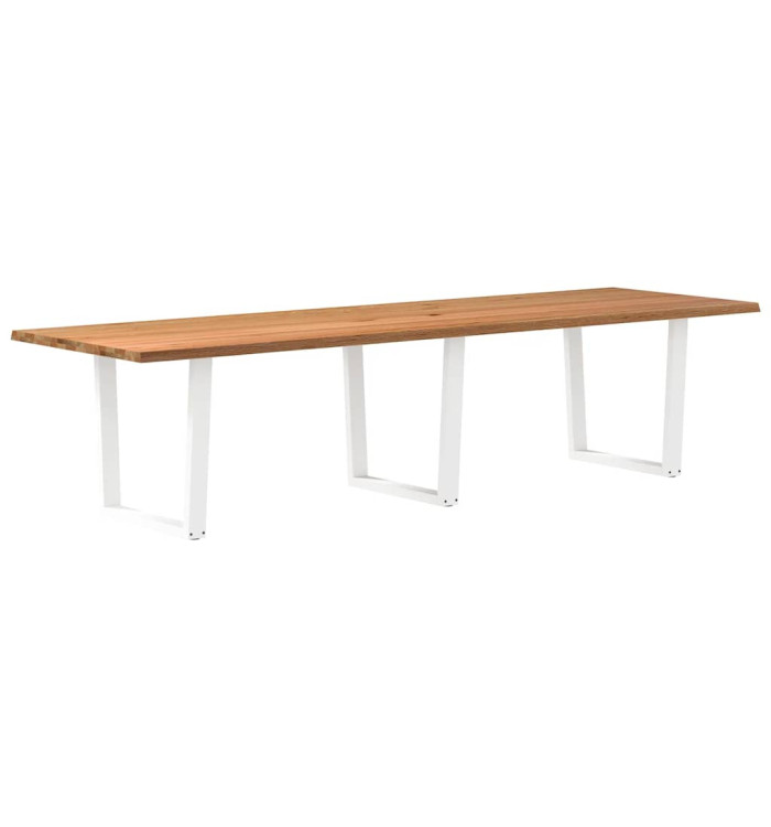 Table à manger avec bord naturel 320x100x74cm bois massif chêne | Mobilier & Déco