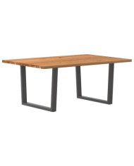 Table à manger avec bord naturel 180x100x74cm bois massif chêne | Mobilier & Déco