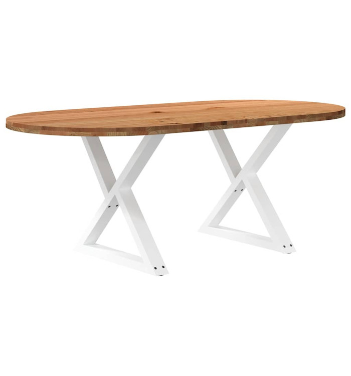 Table à manger marron clair bois de chêne massif ovale | Mobilier & Déco
