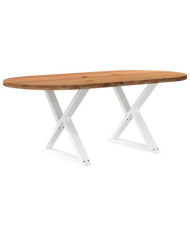 Table à manger marron clair bois de chêne massif ovale | Mobilier & Déco