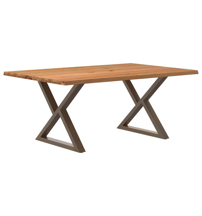 Table à manger avec bord vivant 180x100x74 cm bois massif chêne | Mobilier & Déco