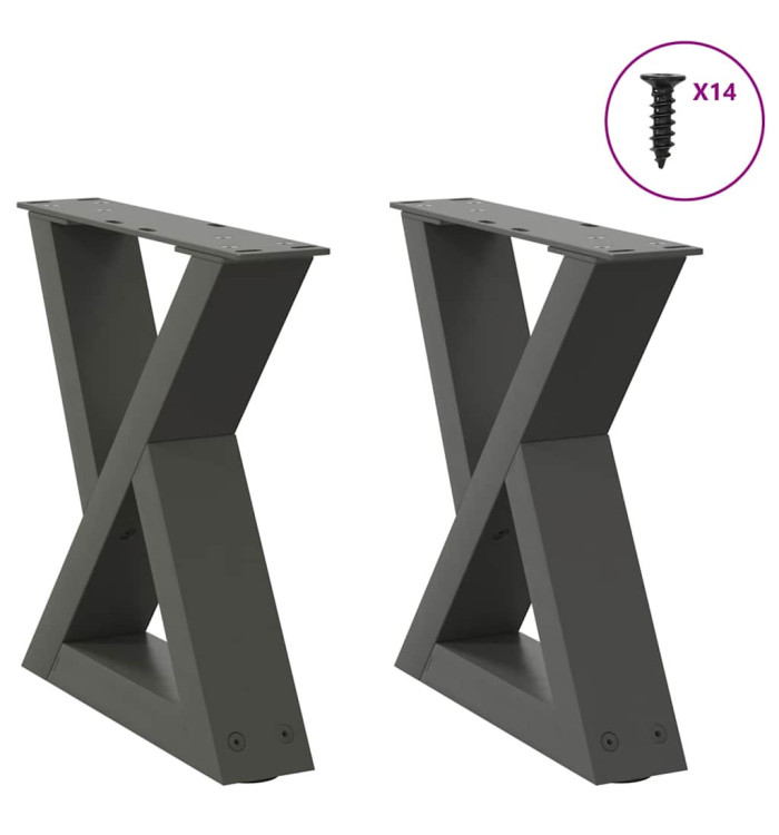Pieds de table basse 2 pièces Anthracite 40 x (30-31,3) cm Acier | Mobilier & Déco
