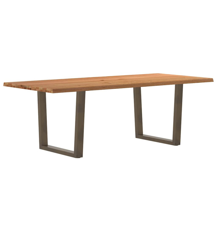 Table à manger avec bord naturel 220x100x74cm bois massif chêne | Mobilier & Déco