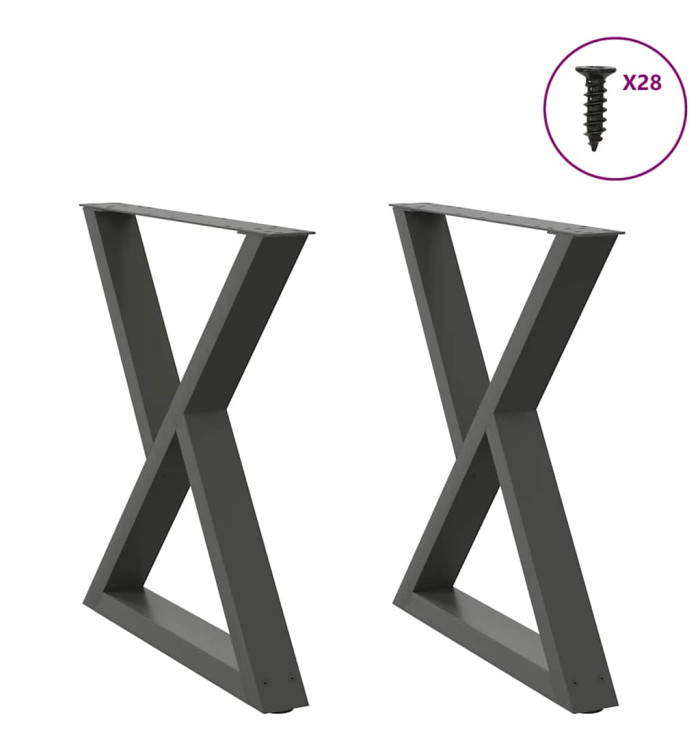 Pieds de table à manger 2 pièces Anthracite 70 x (72-73,3) cm Acier | Mobilier & Déco