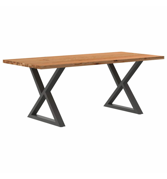 Table à manger marron clair bois de chêne massif rectangulaire | Mobilier & Déco