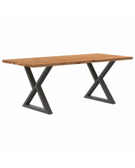 Table à manger marron clair bois de chêne massif rectangulaire | Mobilier & Déco