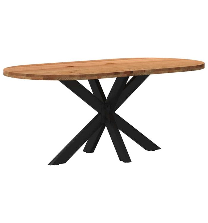 Table à manger marron clair bois de chêne massif ovale | Mobilier & Déco
