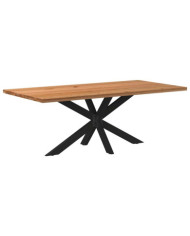 Table à manger marron clair bois de chêne massif rectangulaire | Mobilier & Déco