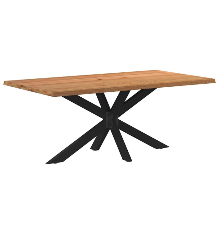 Table à manger marron clair bois de chêne massif rectangulaire | Mobilier & Déco
