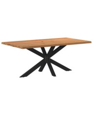 Table à manger marron clair bois de chêne massif rectangulaire | Mobilier & Déco