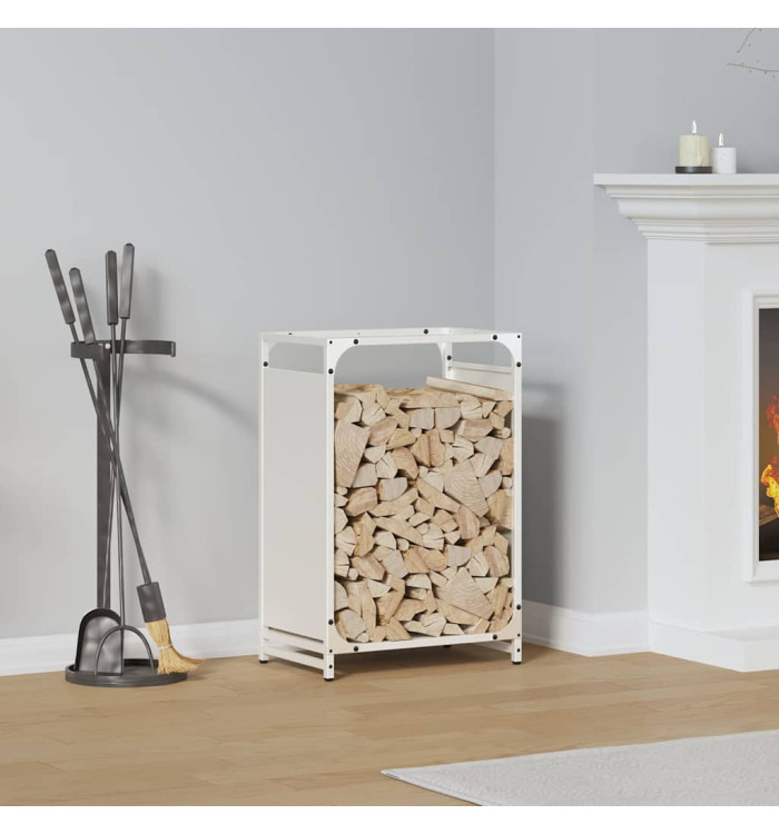 Portant de bois chauffage blanc 44x28x65 cm | Mobilier & Déco