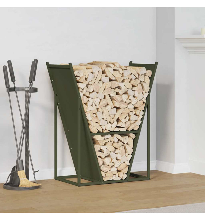 Portant de bois chauffage vert olive 69,5x35x81 cm | Mobilier & Déco