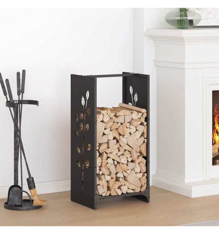 Portant de bois chauffage noir 40x30x80 cm | Mobilier & Déco