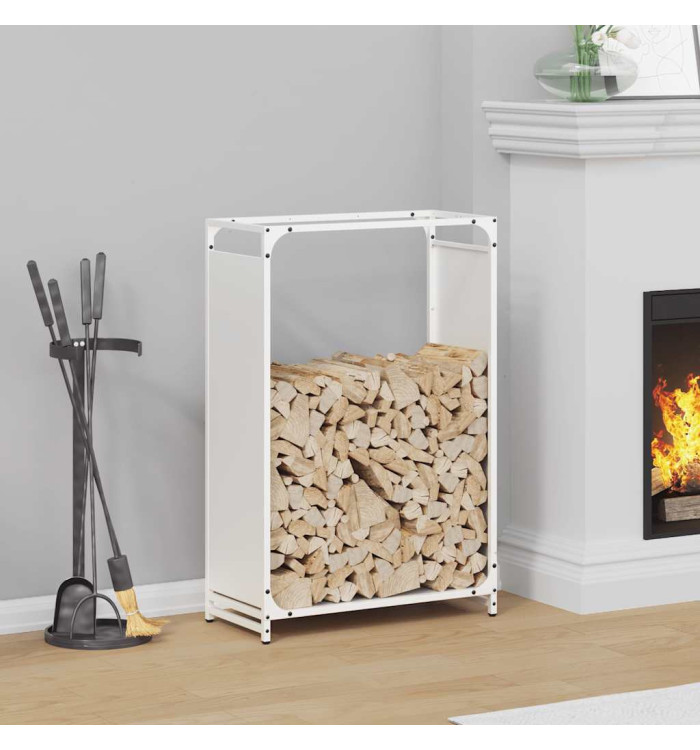 Portant de bois chauffage blanc 60x28x90 cm | Mobilier & Déco