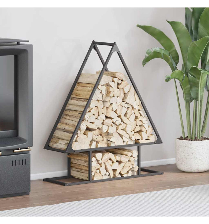 Portant de bois chauffage noir 80x25x90 cm | Mobilier & Déco