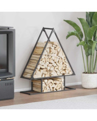 Portant de bois chauffage noir 80x25x90 cm | Mobilier & Déco