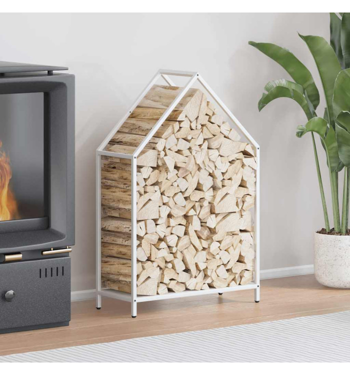 Portant de bois chauffage blanc 60x25x90 cm | Mobilier & Déco