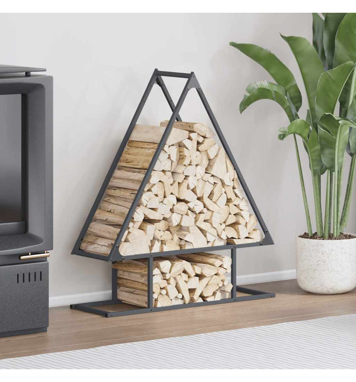 Portant de bois chauffage anthracite 80x25x90 cm | Mobilier & Déco