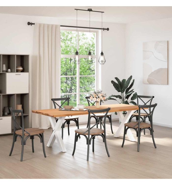 Table à manger marron clair bois de chêne massif rectangulaire | Mobilier & Déco