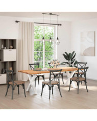 Table à manger marron clair bois de chêne massif rectangulaire | Mobilier & Déco