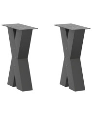 Pieds de table basse en forme de X, 2 pièces, anthracite, 28 x (42-43) cm, acier | Mobilier & Déco