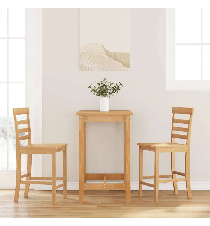 Tabourets de bar 2 pcs naturel bois massif d'hévéa | Mobilier & Déco