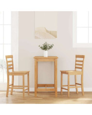 Tabourets de bar 2 pcs naturel bois massif d'hévéa | Mobilier & Déco