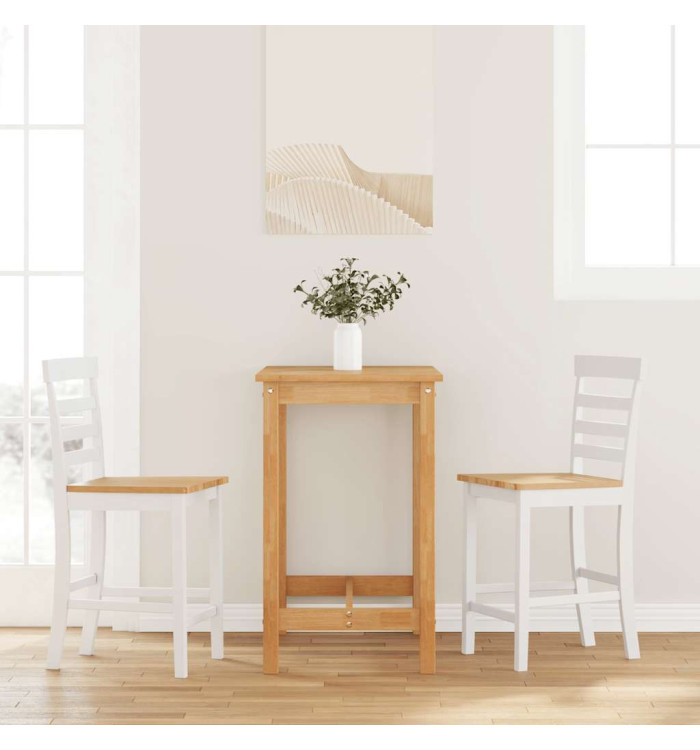 Tabourets de bar 2 pcs blanc bois massif d'hévéa | Mobilier & Déco