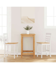 Tabourets de bar 2 pcs blanc bois massif d'hévéa | Mobilier & Déco