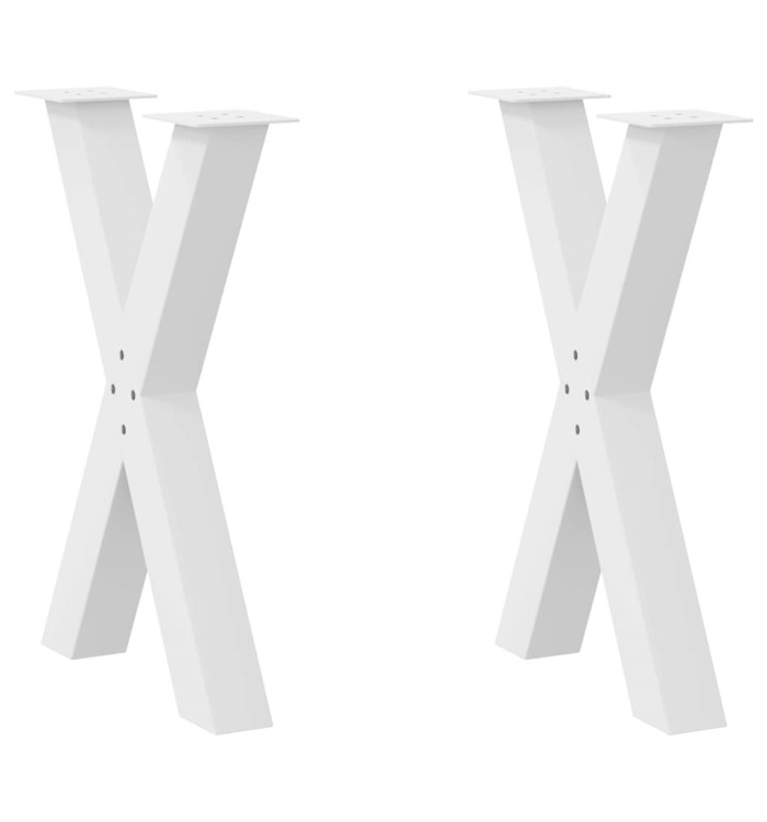 Pieds de table à manger en forme de X, 2 pièces, blanc, 60 x (72-73) cm, acier | Mobilier & Déco