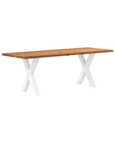 Table à manger marron clair bois de chêne massif rectangulaire | Mobilier & Déco