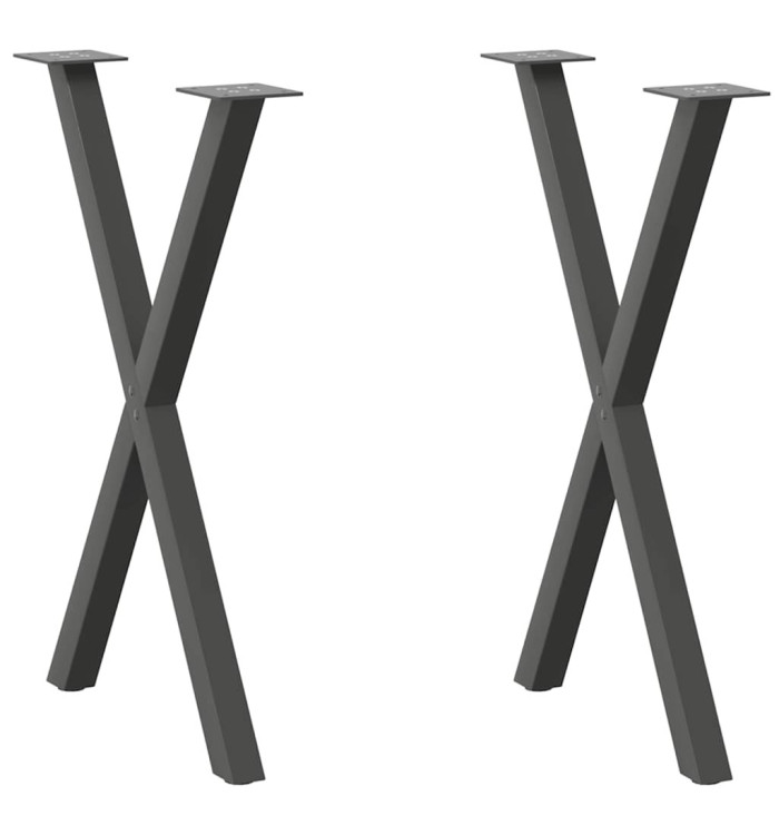 Pieds de table à manger en forme de X 2 pièces Anthracite 50 x (72-73) cm Acier | Mobilier & Déco