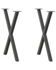 Pieds de table à manger en forme de X 2 pièces Anthracite 50 x (72-73) cm Acier | Mobilier & Déco