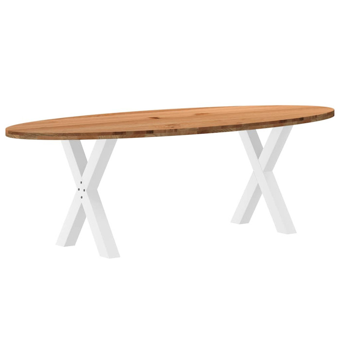 Table à manger marron clair bois de chêne massif ovale | Mobilier & Déco