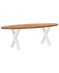 Table à manger marron clair bois de chêne massif ovale | Mobilier & Déco