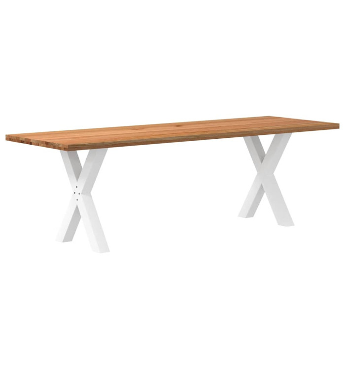 Table à manger marron clair bois de chêne massif rectangulaire | Mobilier & Déco