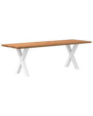 Table à manger marron clair bois de chêne massif rectangulaire | Mobilier & Déco