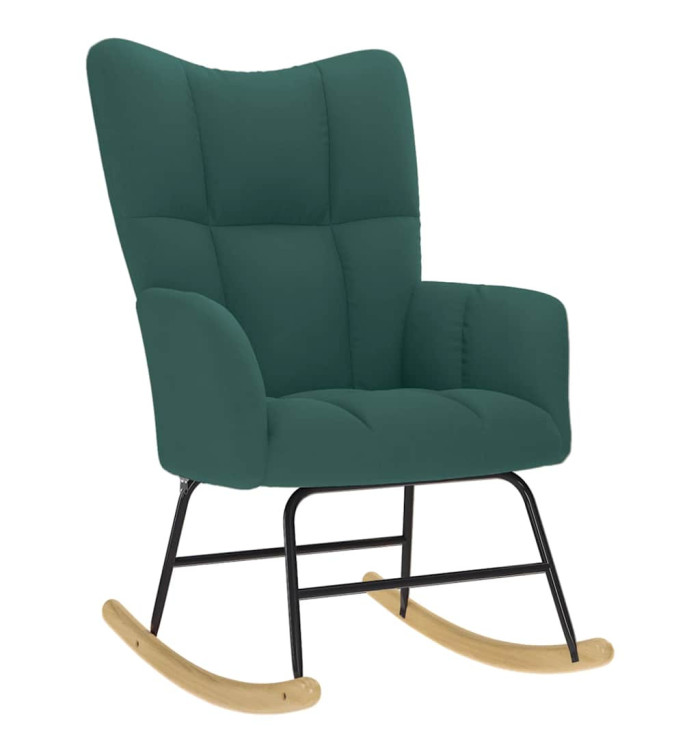 Chaise à bascule Vert foncé Tissu | Mobilier & Déco