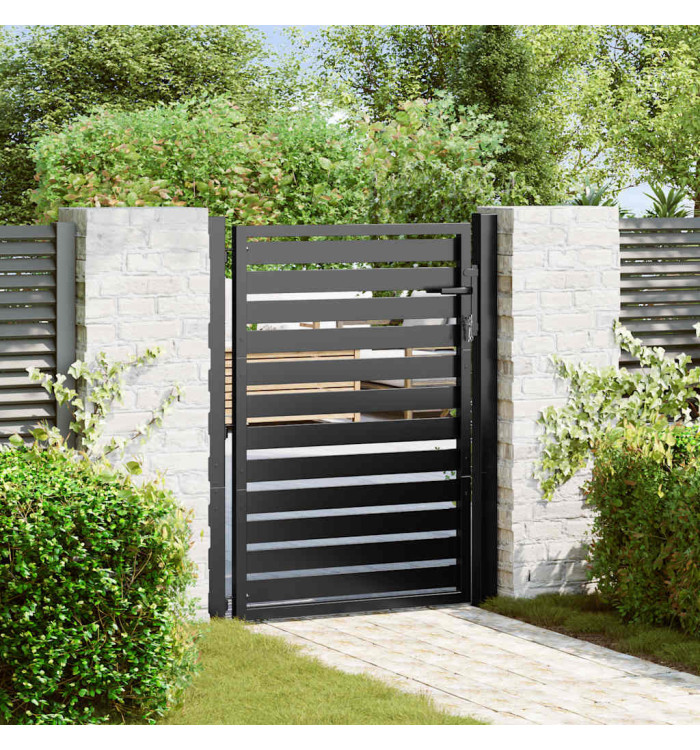 Portail de jardin verrouillable noir 100x120 cm aluminium | Mobilier & Déco