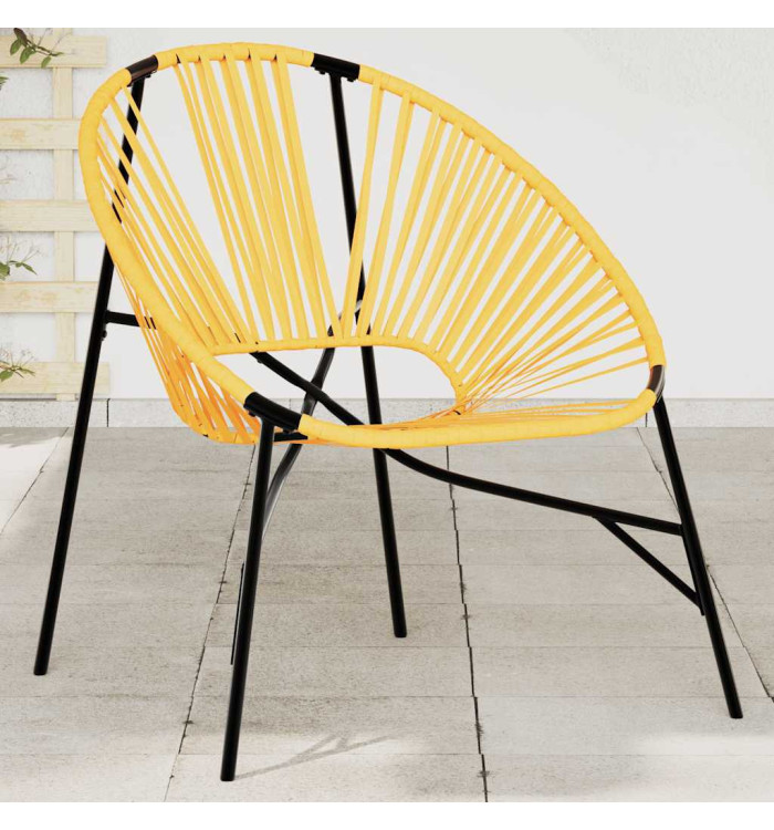 Chaise œuf de jardin noir et jaune résine tressée | Mobilier & Déco