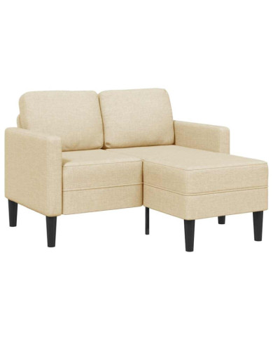 Canapé 2 places avec méridienne en L crème 125 cm tissu | Mobilier & Déco