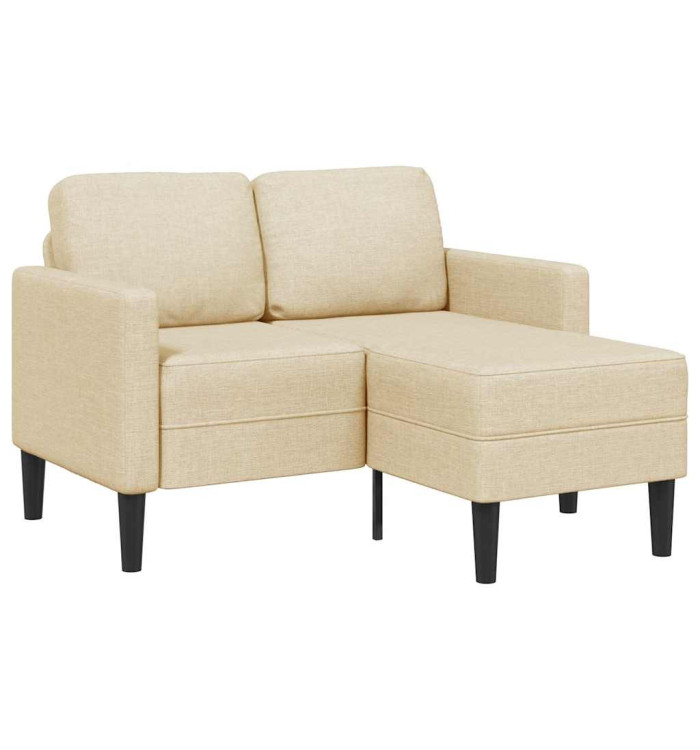 Canapé 2 places avec méridienne en L crème 125 cm tissu | Mobilier & Déco