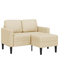 Canapé 2 places avec méridienne en L crème 125 cm tissu | Mobilier & Déco